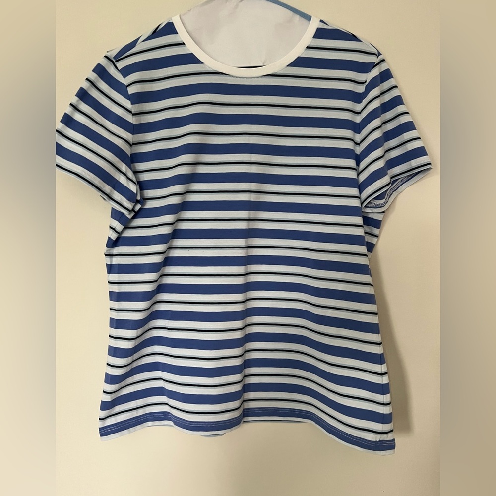 Blue striped cotton t-shirt